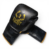 Gant de boxe compétition Esprit Boxe cuir véritable, logo doré et monogramme ton sur ton
