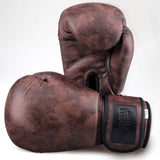 Gants de boxe vintage brun foncé, cuir PU