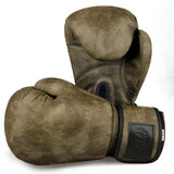 Gants de boxe vintage brun vert, cuir PU