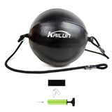 Ballon double élastique de boxe rond noir, diamètre 20 cm, cuir PU