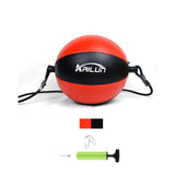 Ballon double élastique de boxe rond rouge et noir, diamètre 20 cm, cuir PU