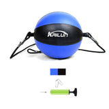 Ballon double élastique de boxe rond bleu, diamètre 20 cm, cuir PU