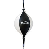 Ballon double élastique de boxe noir et blanc, forme ovale, suspendu entre sol et plafond