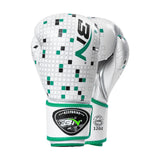 Gants de boxe Tetris blanc, motif blocs, cuir PU