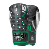 Gants de boxe Tetris vert, motif blocs, cuir PU
