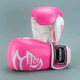 Gants de boxe Pretorian rose et blanc, cuir PU