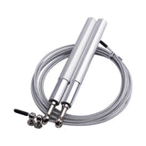 Corde à sauter boxe métal argent, roulements à billes et câble acier réglable