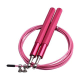 Corde à sauter boxe métal rose, câble acier gainé réglable