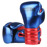 Gants de boxe Rocky Balboa bleu et rouge métallisés, à lacets