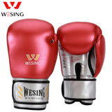 Gants de boxe Wesing rouge et argent, cuir PU métallisé