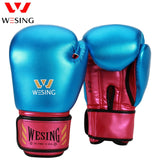 Gants de boxe Wesing bleu et rose, cuir PU métallisé