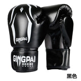 Gants de boxe TX Gingpai noir, cuir PU