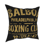 Housse de coussin Rocky Balboa noire à lettrage doré Balboa Boxing Club 1947