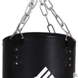 Sac de frappe Boxing 120 cm cuir PU rouge, détail fixation et chaînes — Esprit Boxe