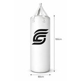 Sac de frappe personnalisé blanc avec logo noir, 150 cm