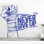 Stickers boxe NEVER GIVE UP (Bleu)