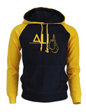 Sweat boxe Mohamed Ali 2023 (manches longues jaune, capuche avec cordon noire, écriture ALI en jaune)