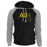 Sweat boxe Mohamed Ali 2023 (manches longues grises, capuche avec cordon noire, écriture ALI en jaune)