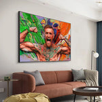 Tableau boxe Conor McGregor UFC, peinture artistique, toile coton, affiché au dessus du canapé