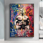 Tableau boxe Mike Tyson 2023, peinture graffiti, artistique, affichée dans salon