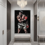 Tableau boxe Cassius Clay affiché dans hall d'entrée