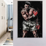 Tableau boxe Cassius Clay affiché dans hall