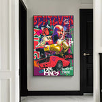 Tableau Street Art Floyd Mayweather accroché sur mur dans couloir