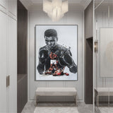 Tableau boxe Mohamed Ali en noir et blanc