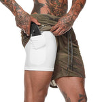 Short 2 en 1 homme (couleur militaire)