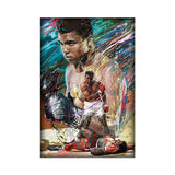 Tableau boxe Mohamed Ali vs Sonny Liston, tableau artistique peint à la main