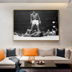 Tableau Mohamed Ali vs Sonny Liston en noir et blanc