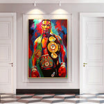 Tableau boxe Mike Tyson, peinture artistique, affiché dans le salon