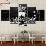 Tableau boxe (5 pièces) Muhammad Ali terrassant Ken Norton, affiché dans restaurant