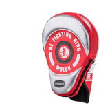 Patte d'ours boxe Elite coloris argent, cible concentrique imprimée sur la face de frappe en cuir PU