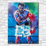 Tableau boxe Mohamed Ali, tableau artistique en couleur