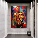 Tableau boxe Mike Tyson affiché sur le mur d'un Hall d'entrée