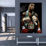 Tableau boxe Mike Tyson avec ceintures mondiales WBA WBC
