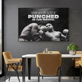 Tableau boxe Mike Tyson avec citation "Everyone had a plan till they get punched in the mouth"