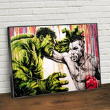 Tableau boxe Mike Tyson vs Hulk posé contre mur