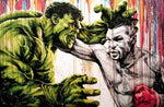Tableau boxe Mike Tyson vs Hulk (vierge)