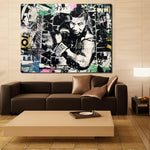 tableau boxe Mike Tyson (l'artiste) affiché dans salon